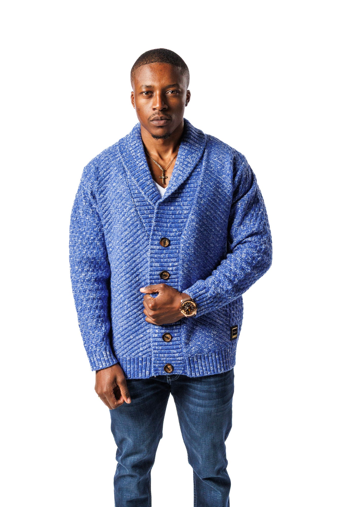 SR V-Neck Cardigan Blue
