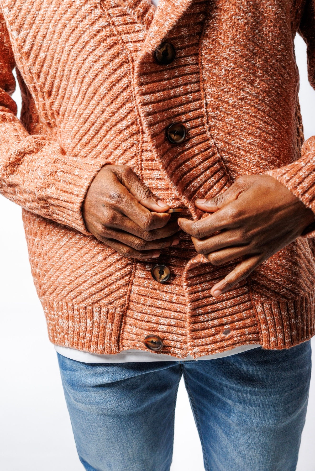 SR V-Neck Cardigan Orange