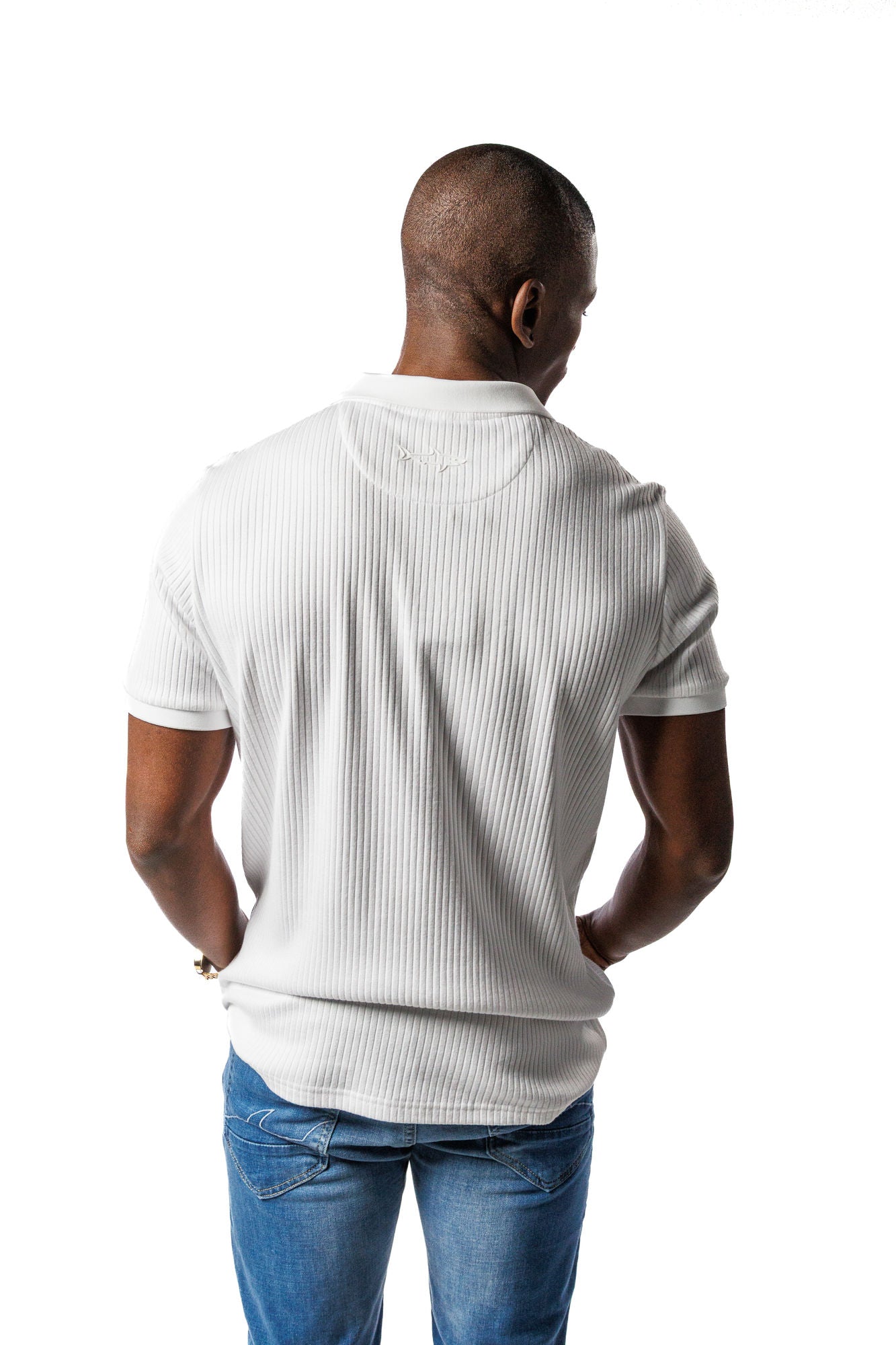 SR Rib Knit Golf Shirt White