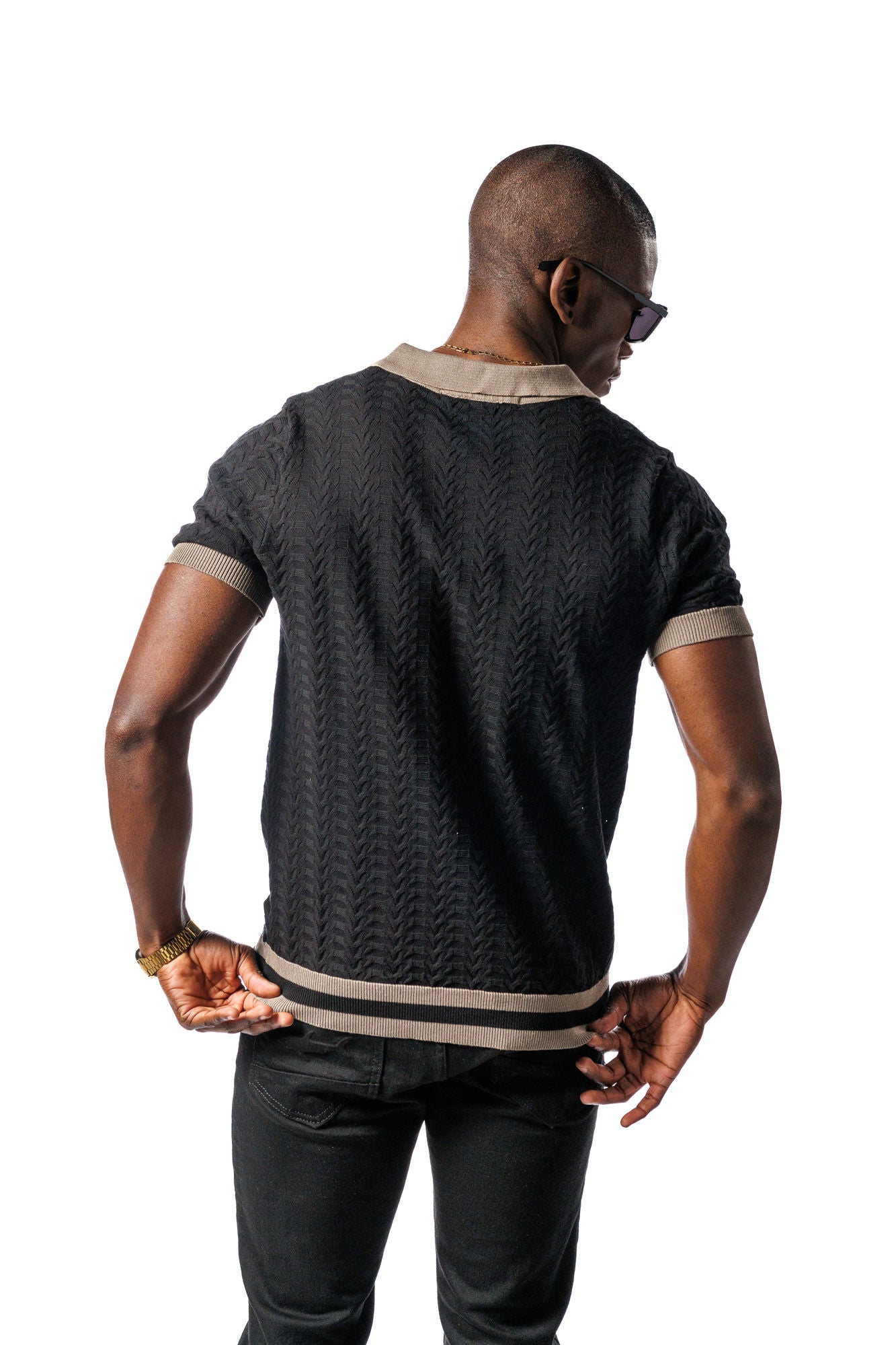 Knitted SR Golf Shirt Black/Brown