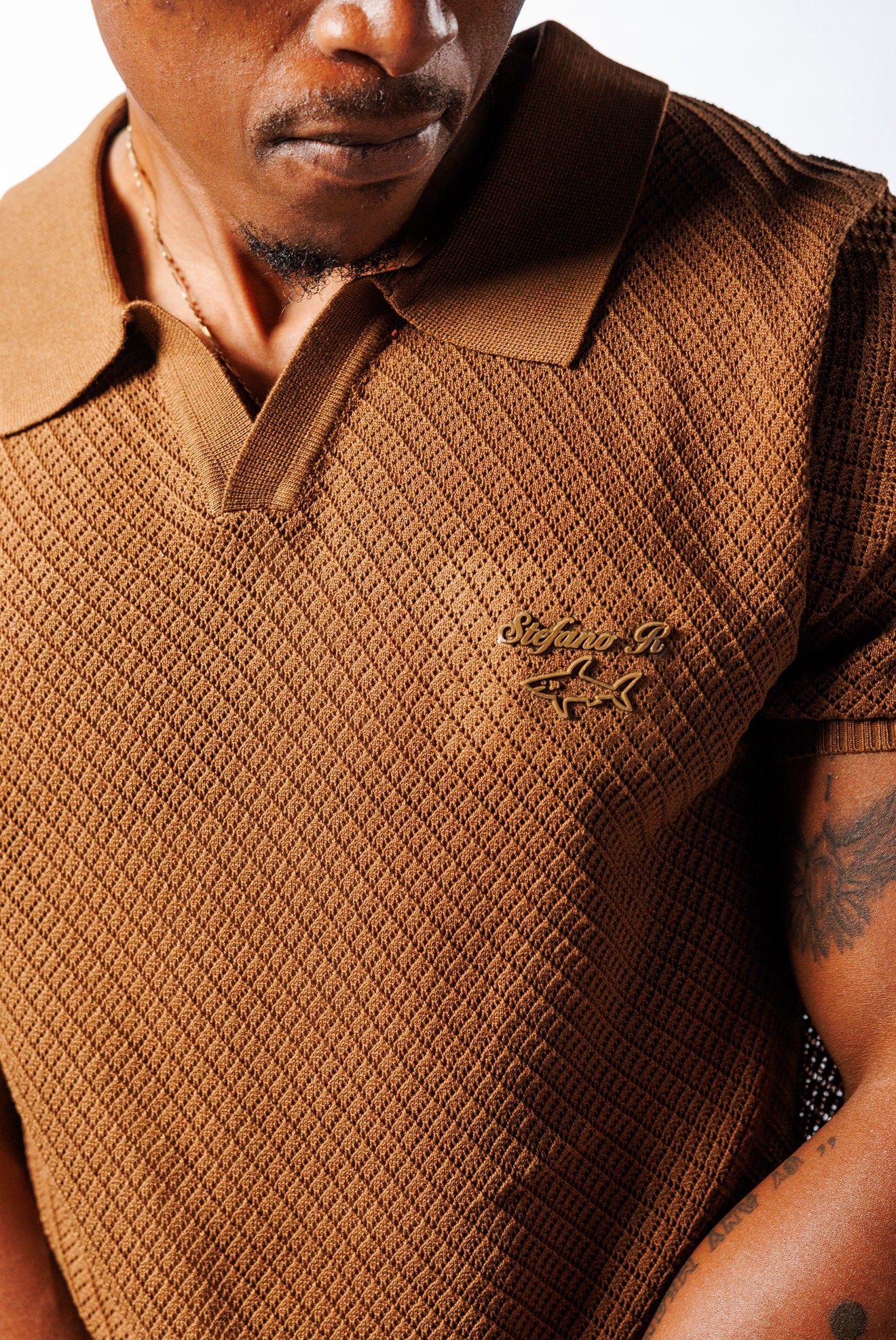 Knitted SR Golf Shirt Brown
