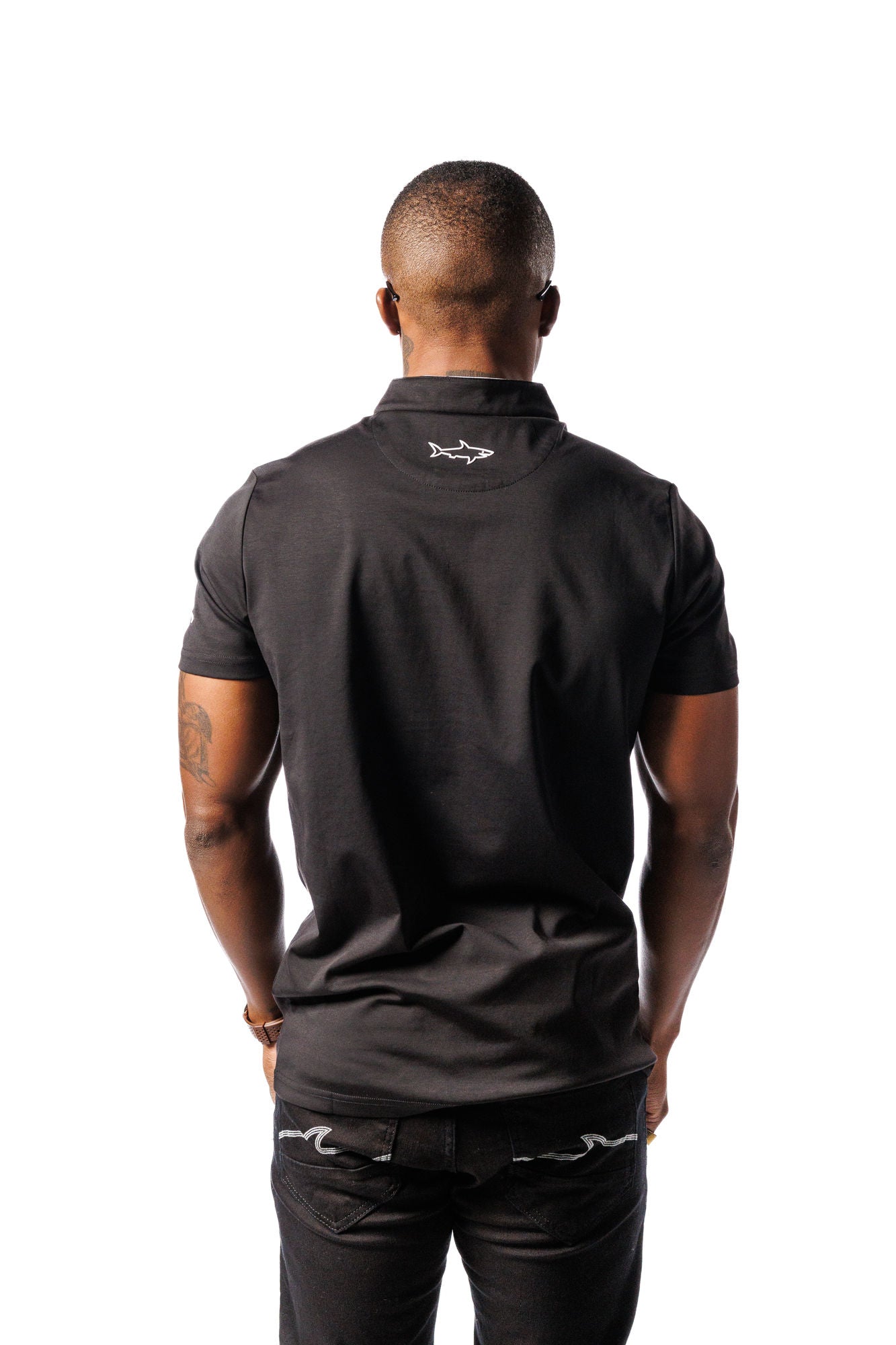 Mandarin Collar Golf Shirt Black
