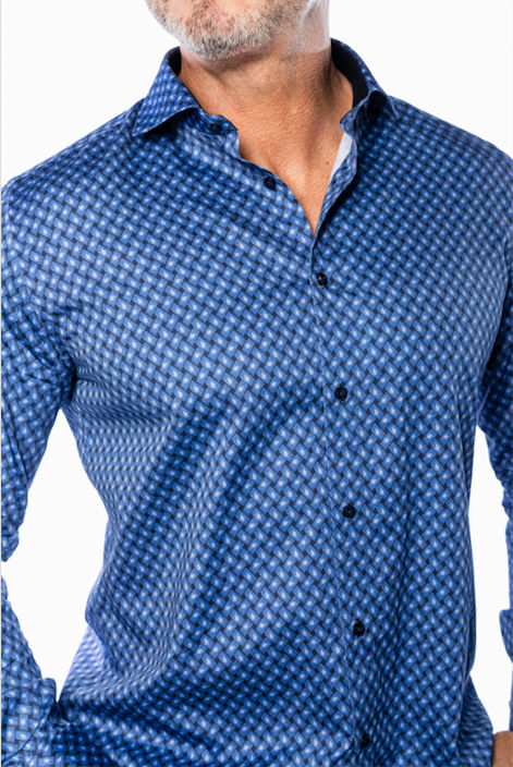 Blue Weave Patterned Shirt