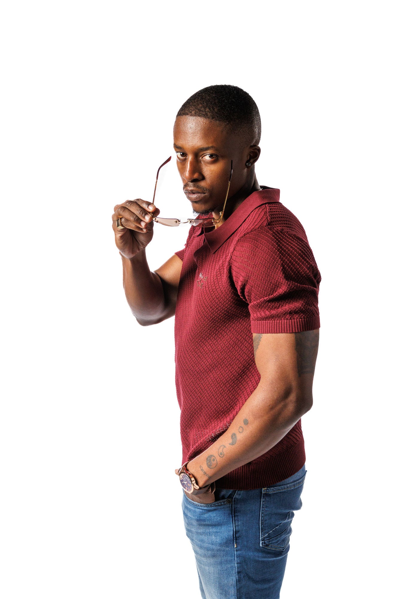 Knitted SR Golf Shirt Maroon
