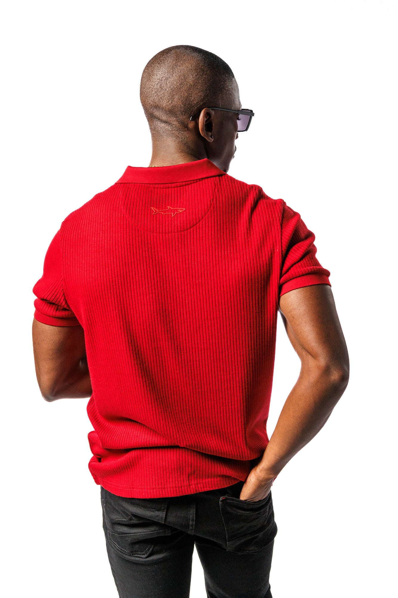 SR Rib Knit Golf Shirt Maroon
