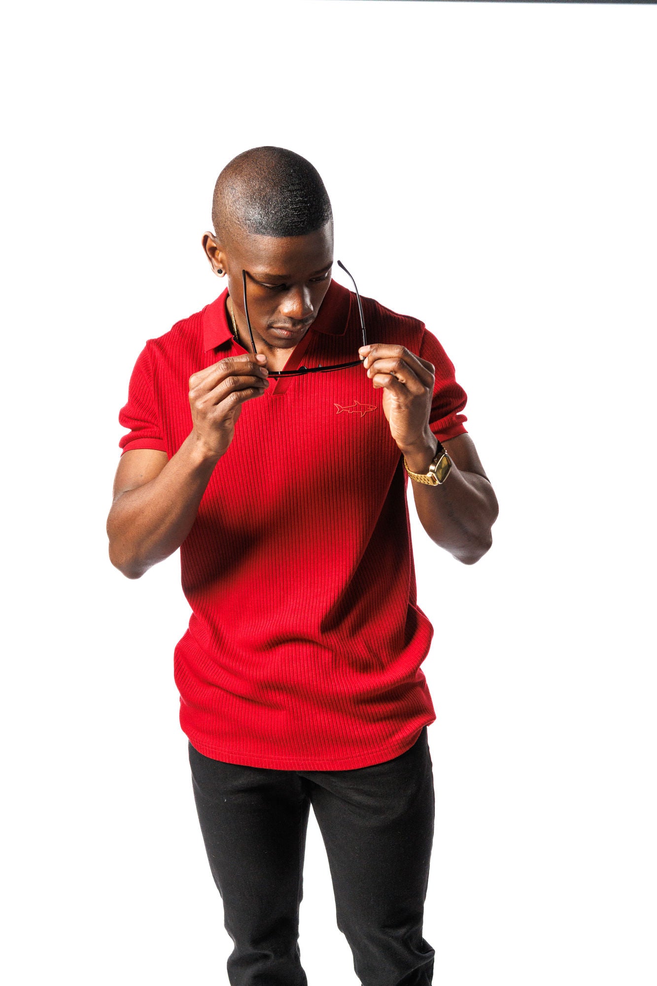 SR Rib Knit Golf Shirt Maroon