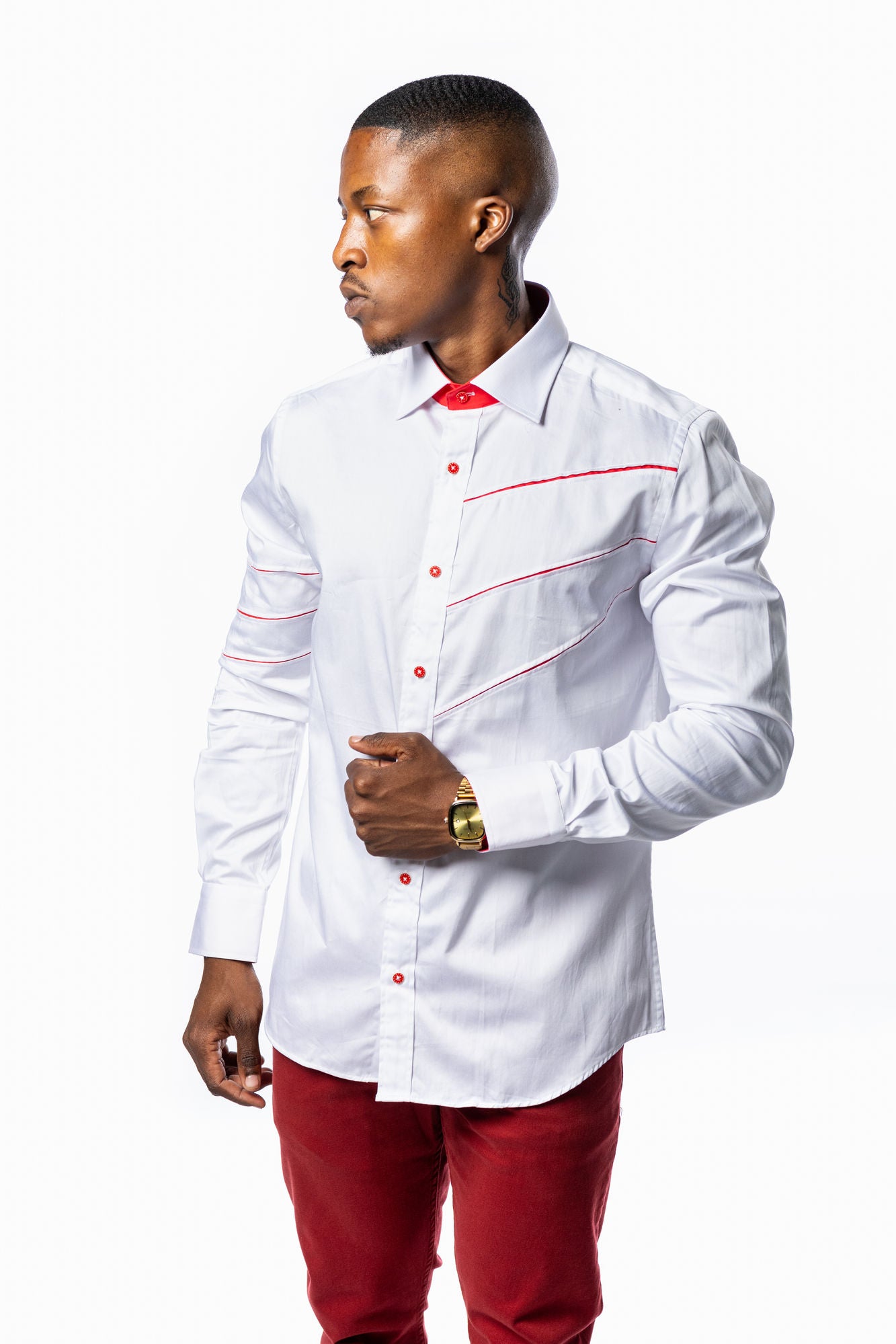 Premium Stefano Shirt White & Red
