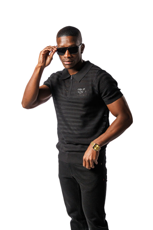 Knitted SR Golf Shirt Black