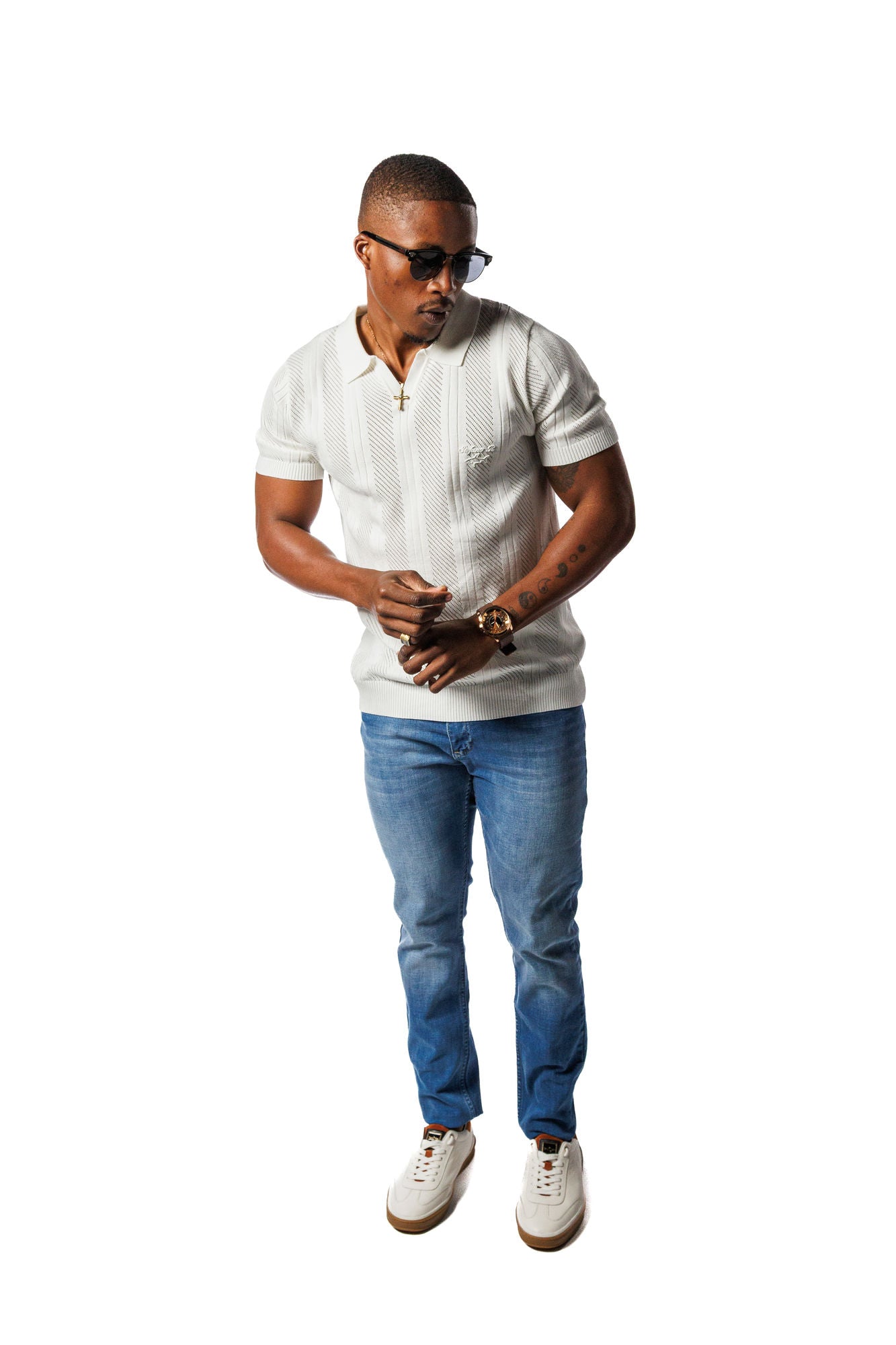 Knitted SR Golf Shirt White