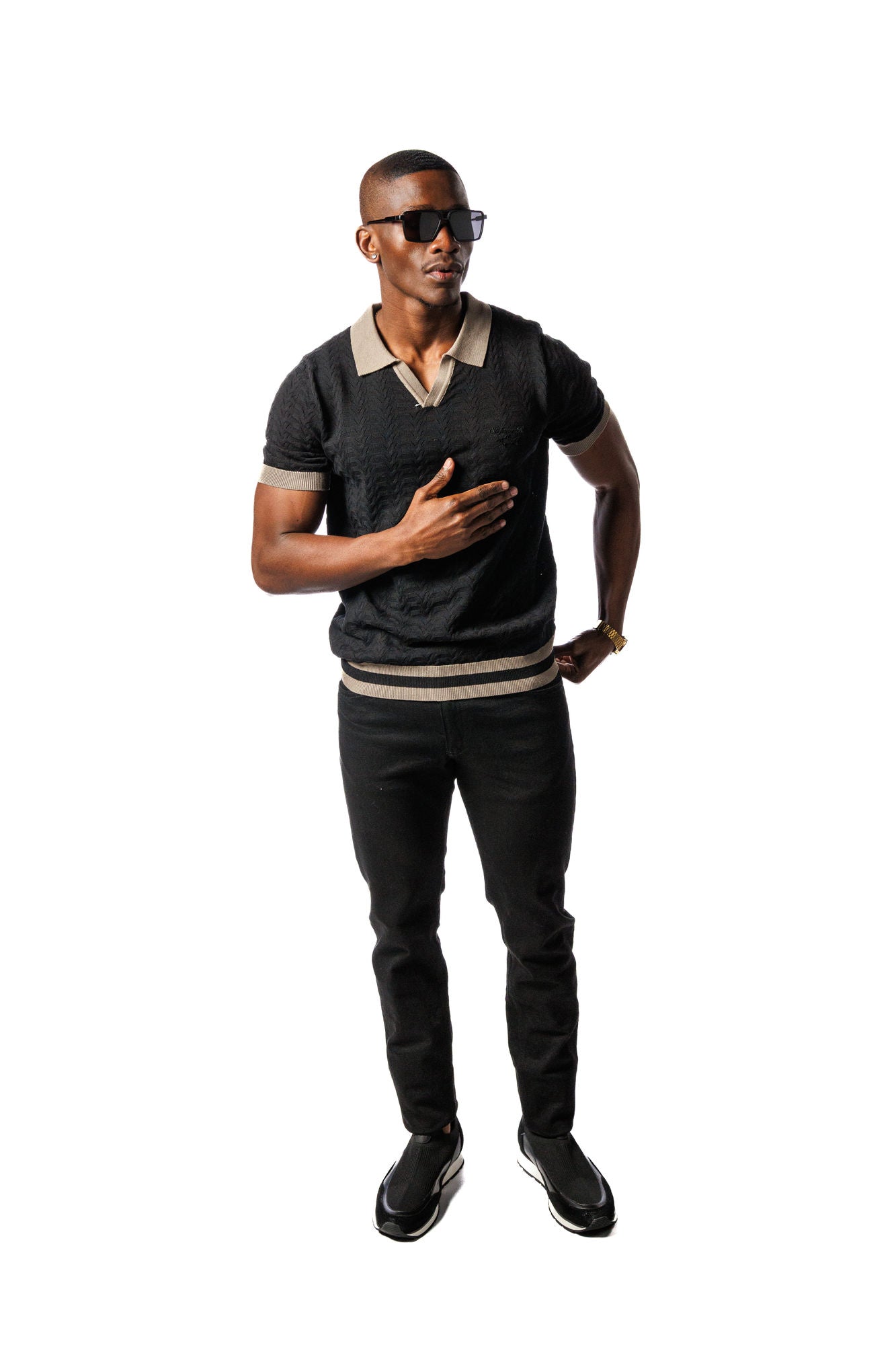 Knitted SR Golf Shirt Black/Brown