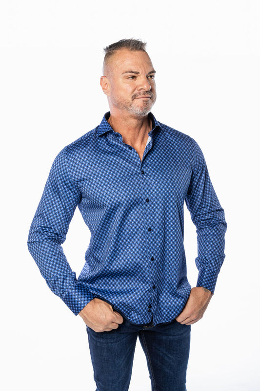 Blue Weave Patterned Shirt