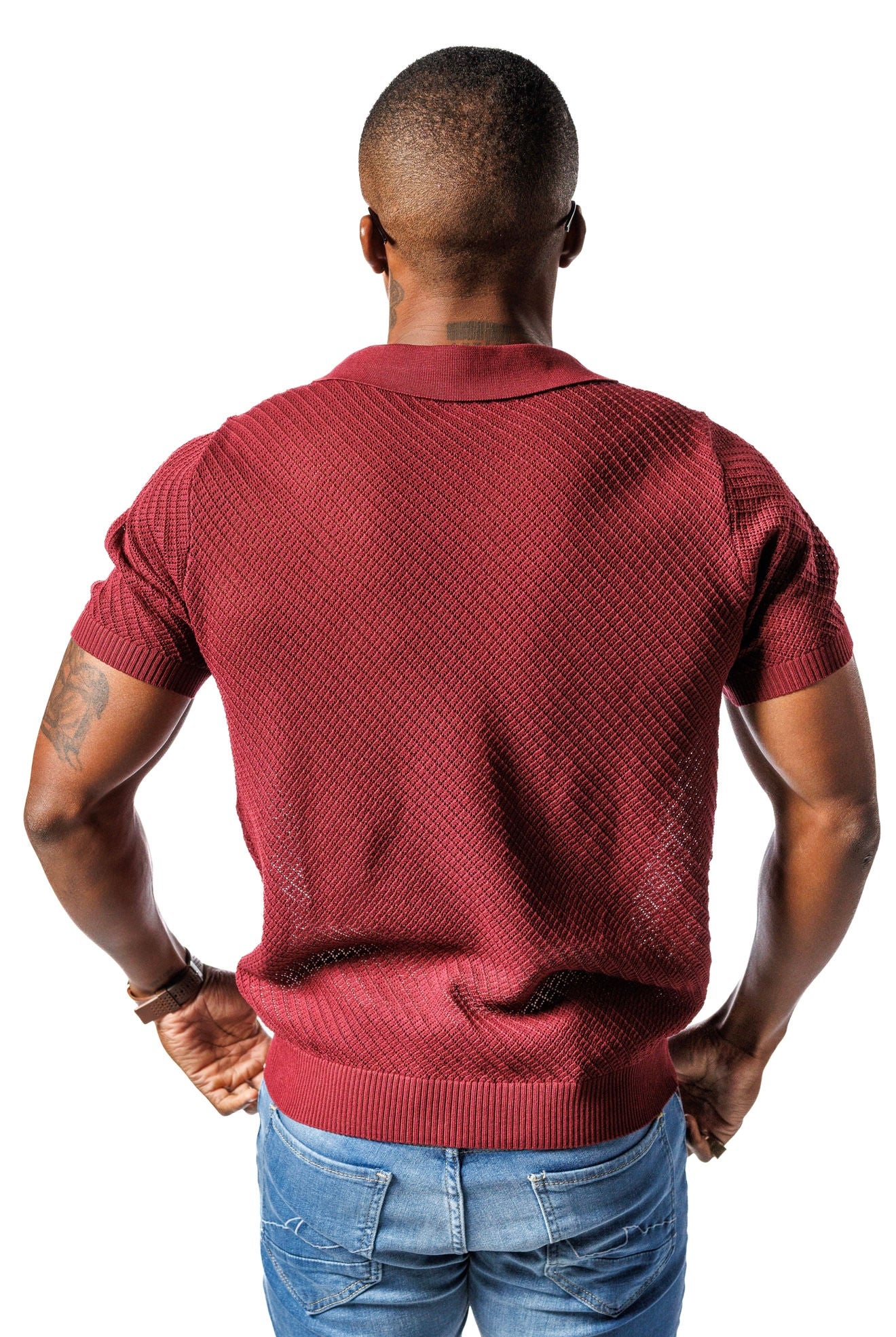 Knitted SR Golf Shirt Maroon