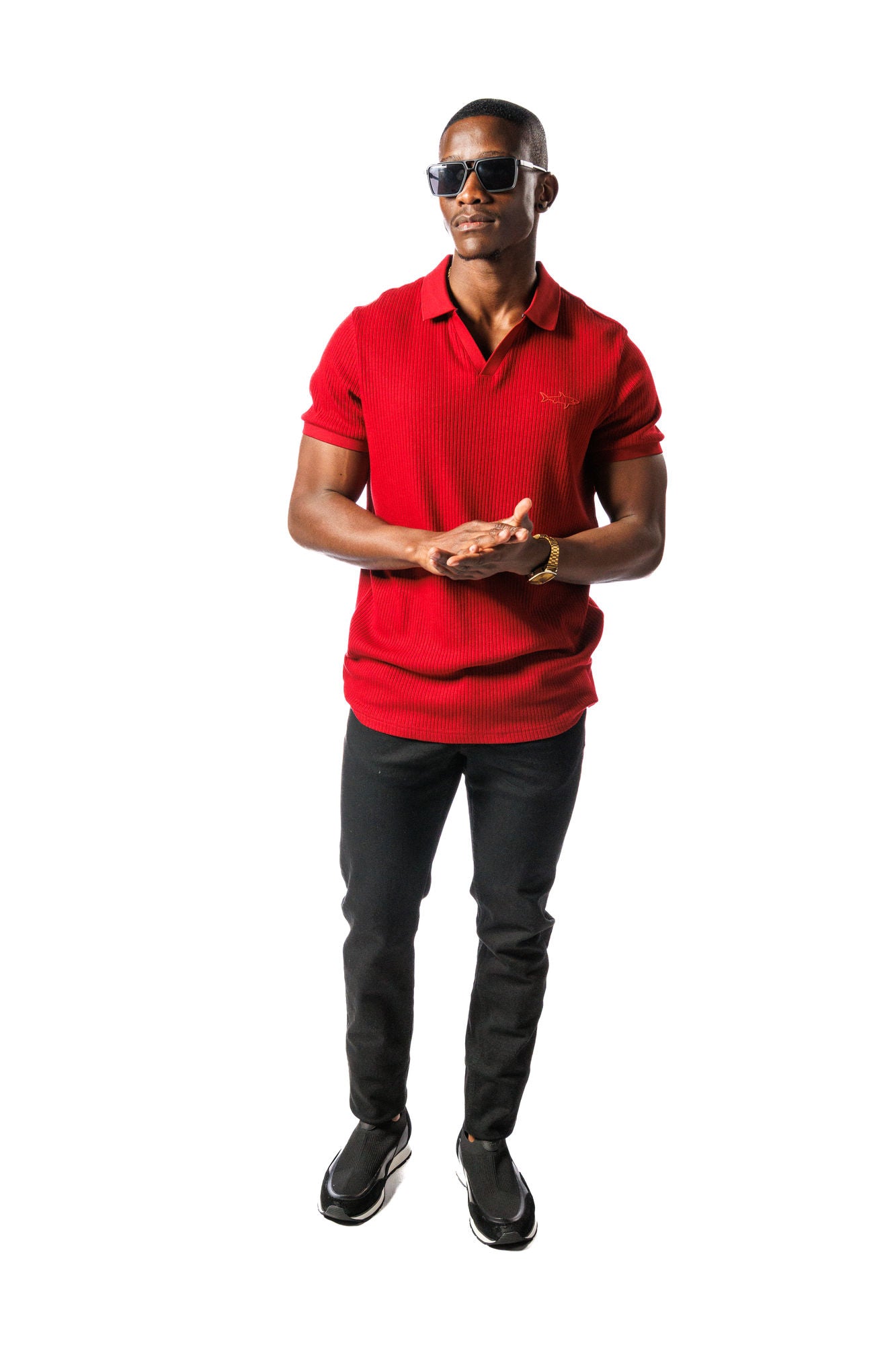 SR Rib Knit Golf Shirt Maroon
