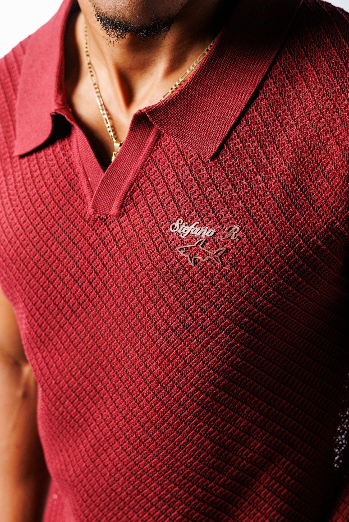 Knitted SR Golf Shirt Maroon
