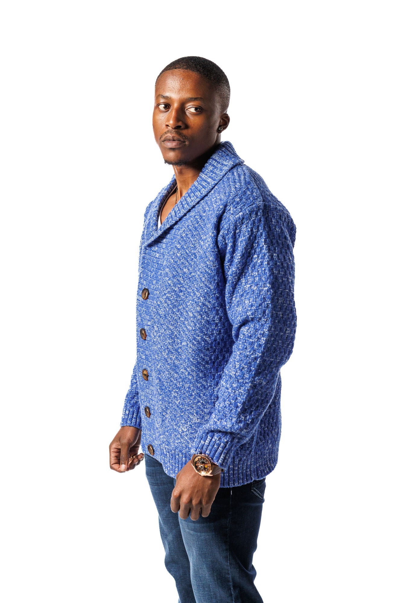 SR V-Neck Cardigan Blue