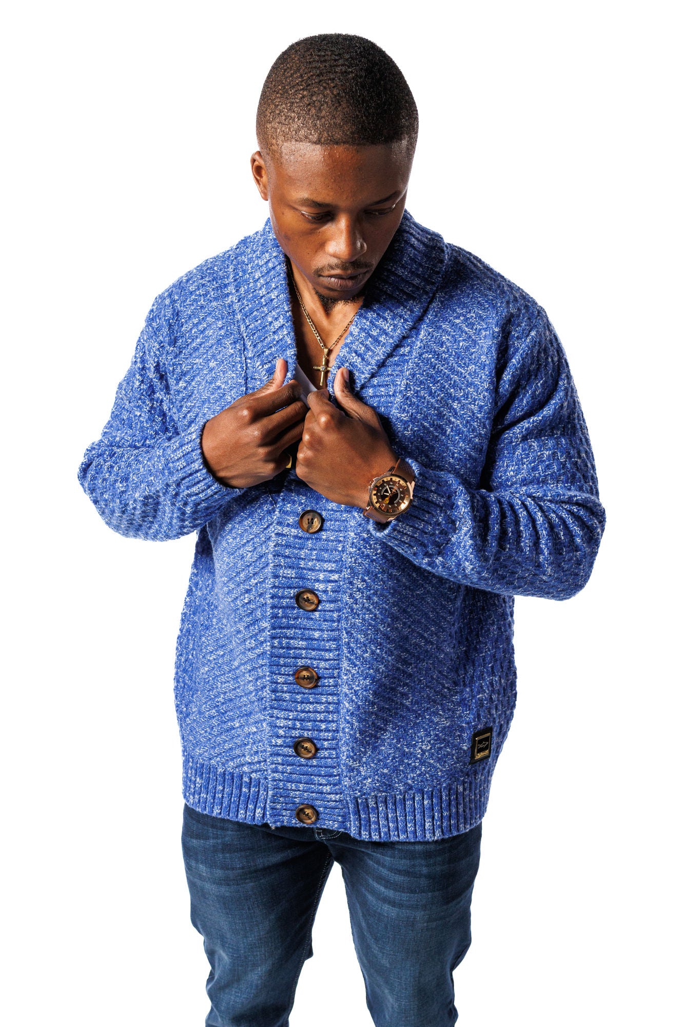 SR V-Neck Cardigan Blue