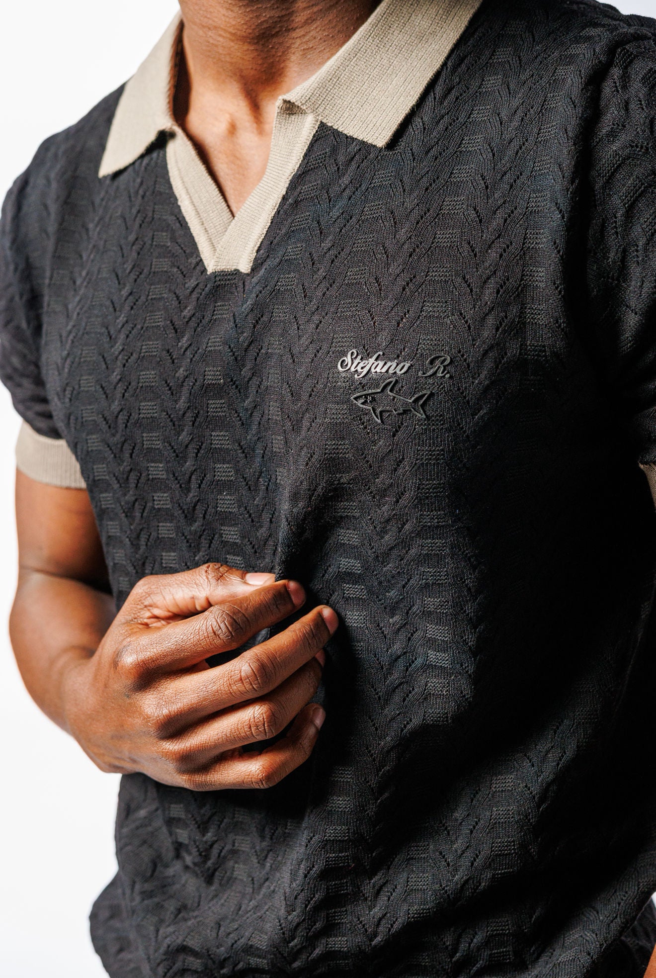Knitted SR Golf Shirt Black/Brown