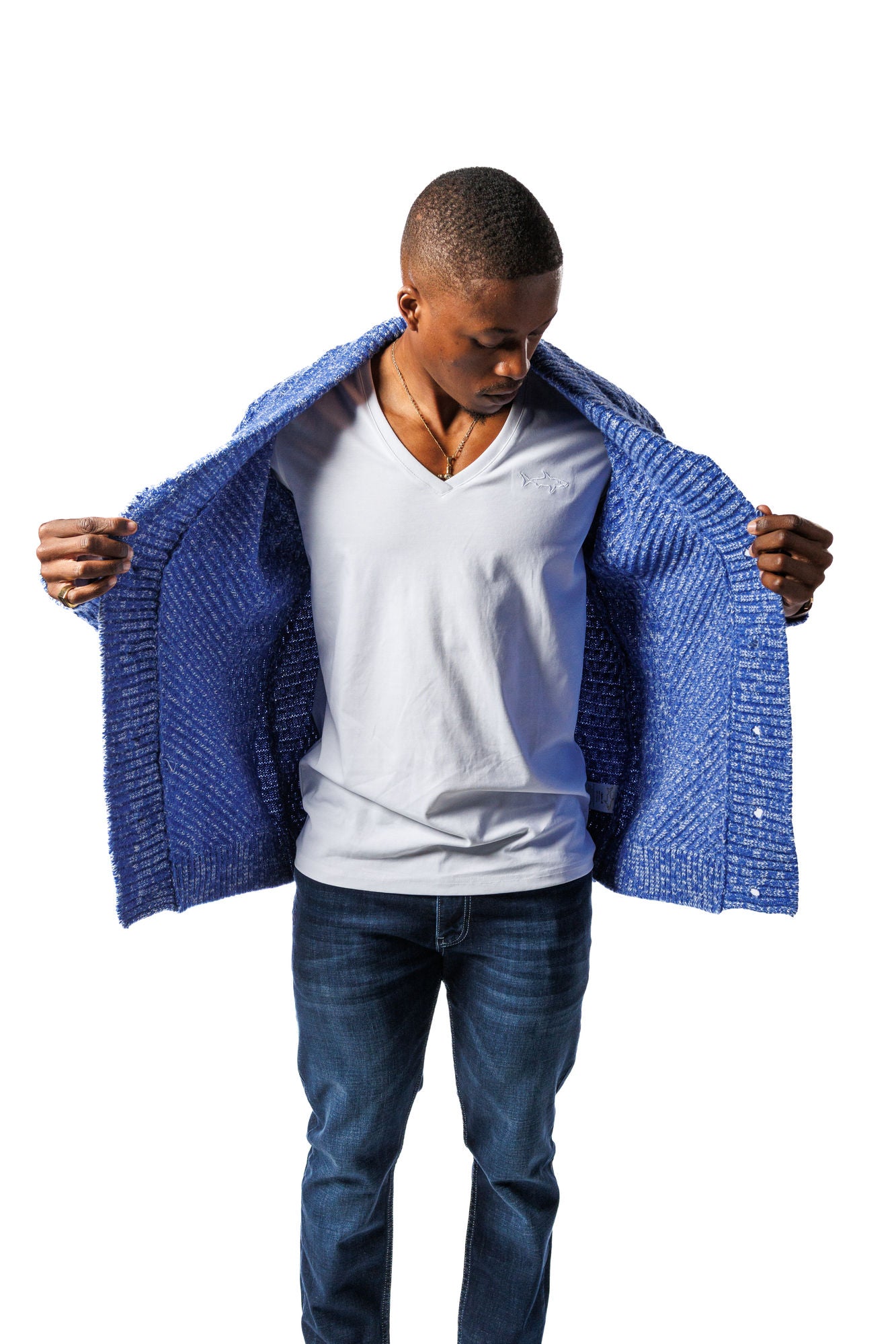 SR V-Neck Cardigan Blue