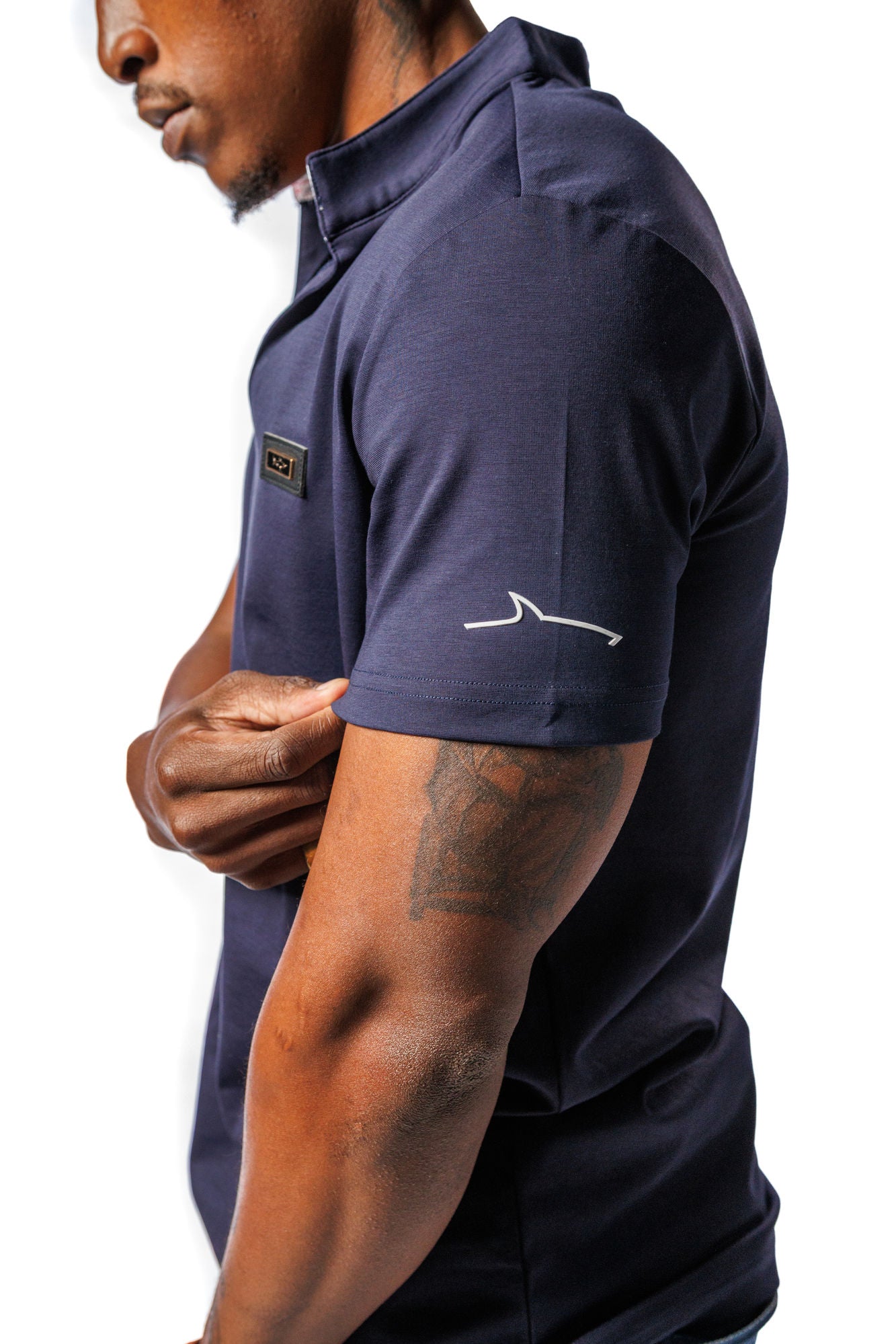 Mandarin Collar Golf Shirt Navy