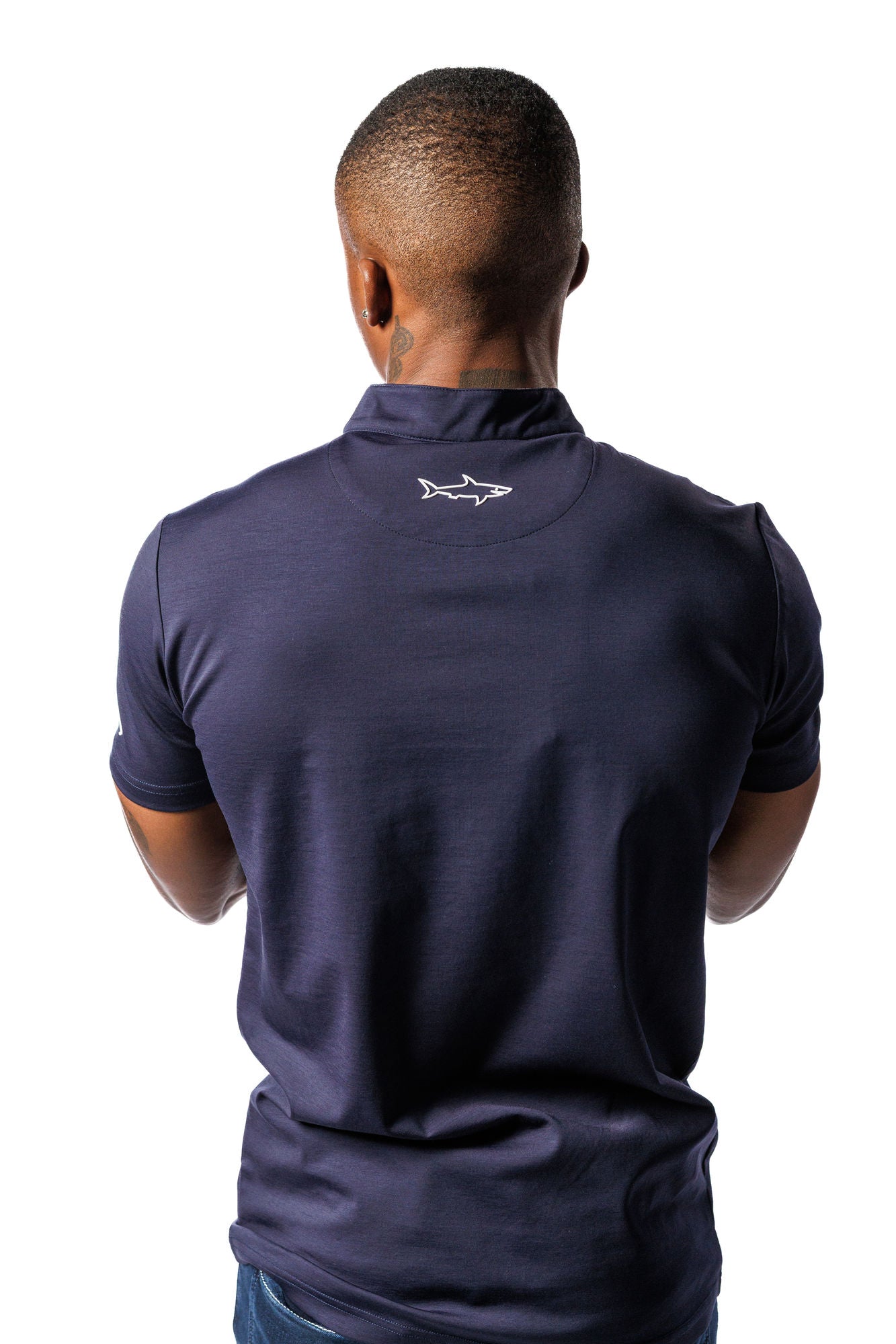 Mandarin Collar Golf Shirt Navy