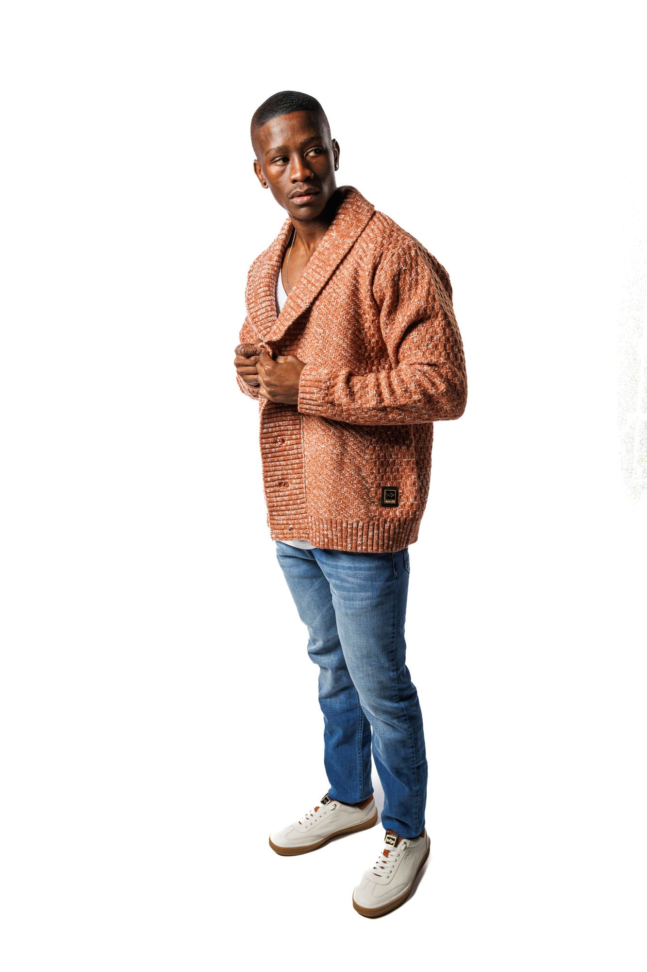 SR V-Neck Cardigan Orange