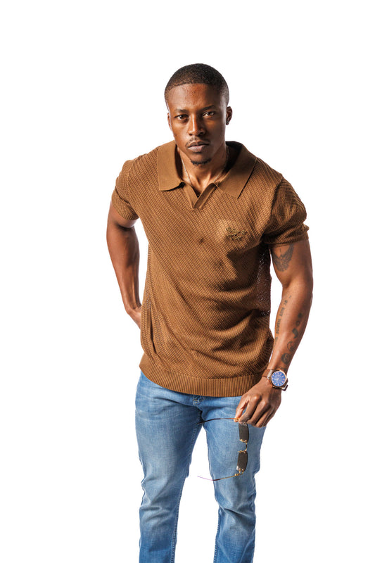 Knitted SR Golf Shirt Brown