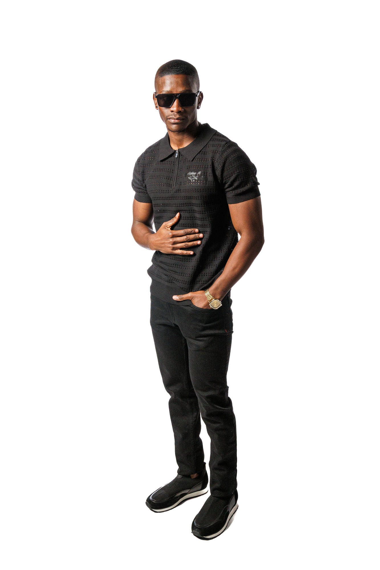 Knitted SR Golf Shirt Black