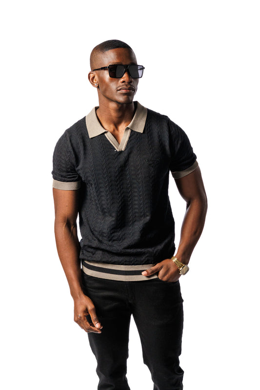 Knitted SR Golf Shirt Black/Brown
