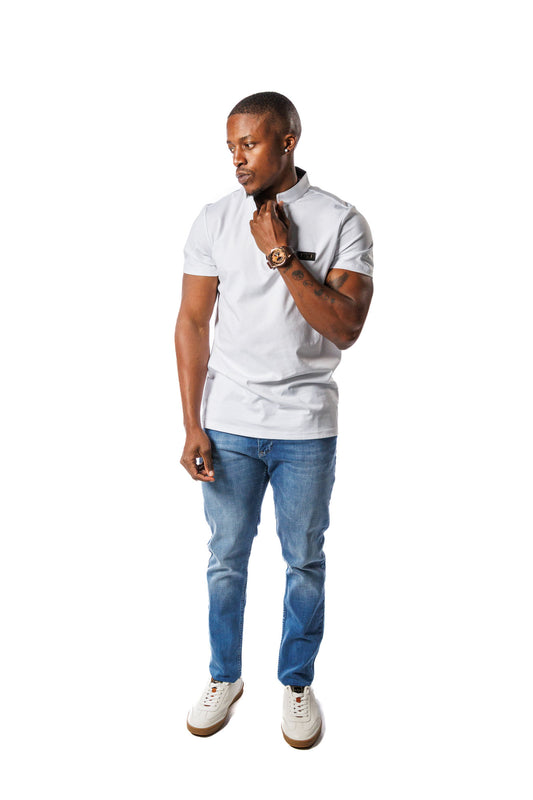 Mandarin Collar Golf Shirt White