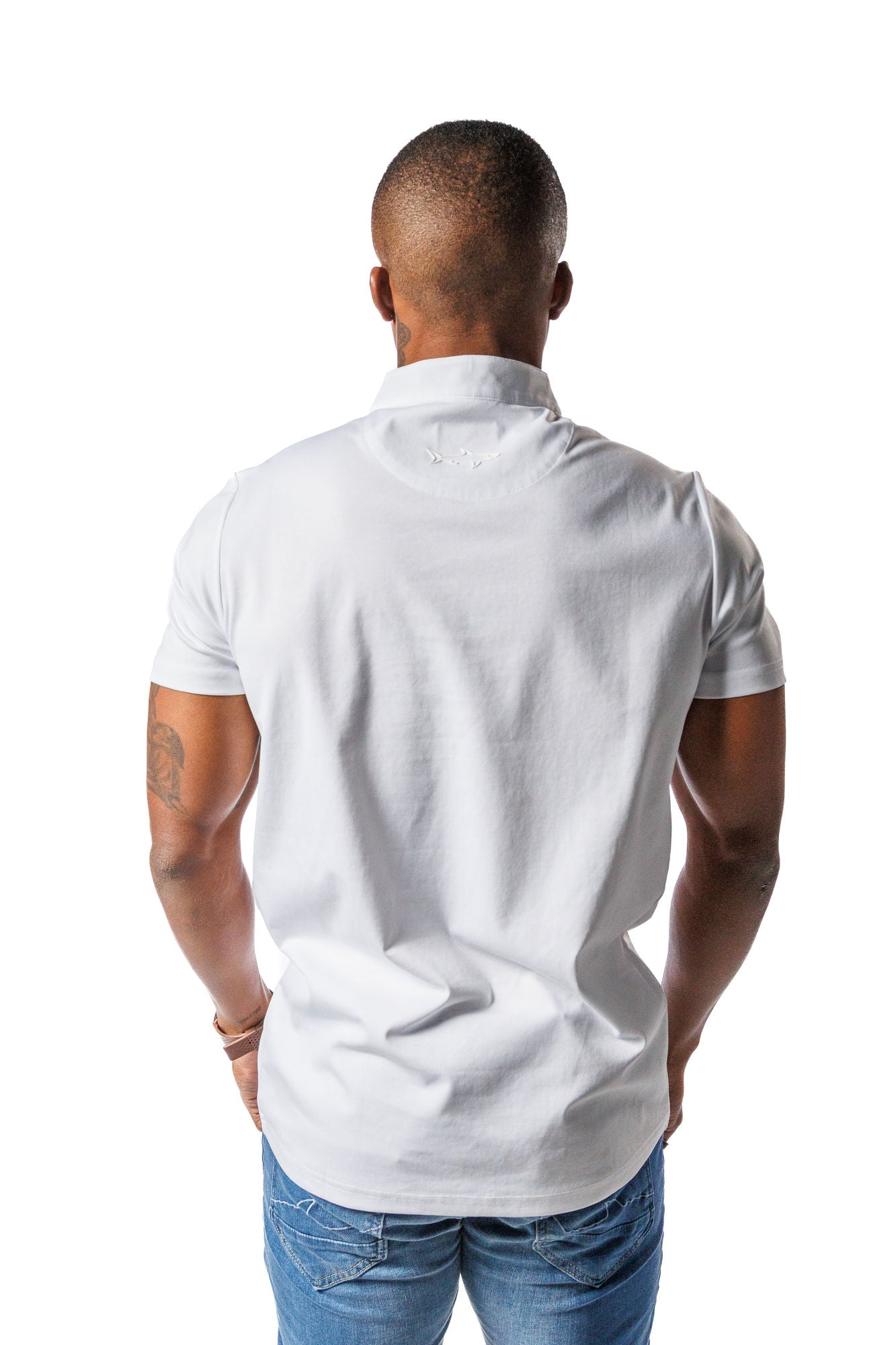 Mandarin Collar Golf Shirt White