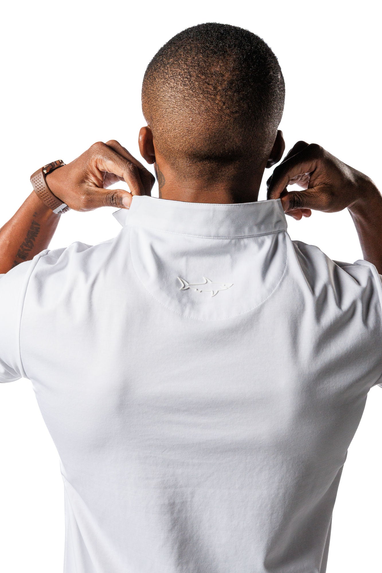 Mandarin Collar Golf Shirt White