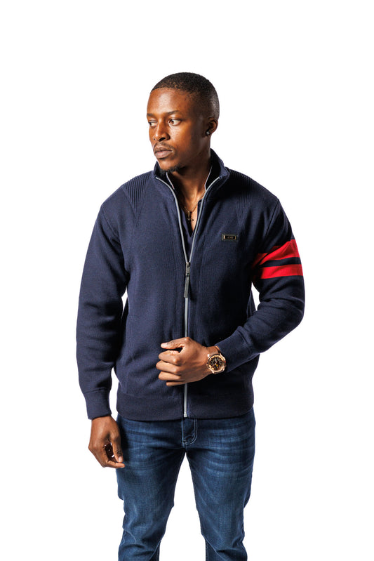 SR Knitted Zip Cardigan Navy