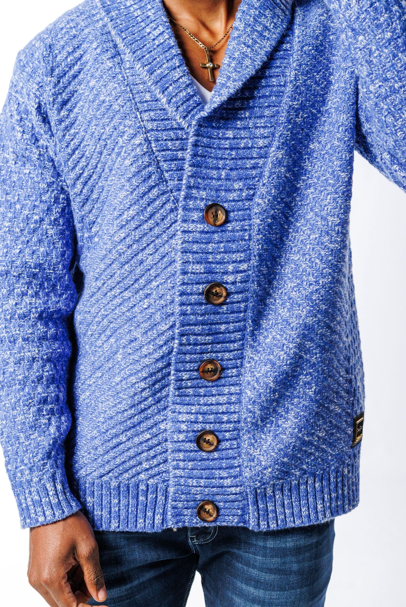 SR V-Neck Cardigan Blue